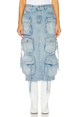 The Attico Denim Midi Skirt in - Denim-Light. Size 25 (also in ).