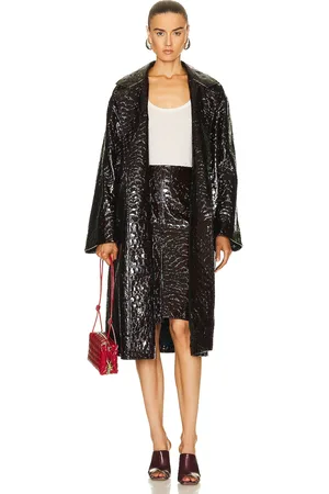 Bottega Veneta Croc Embossed Coat in - Burgundy. Size 34 (also in ).