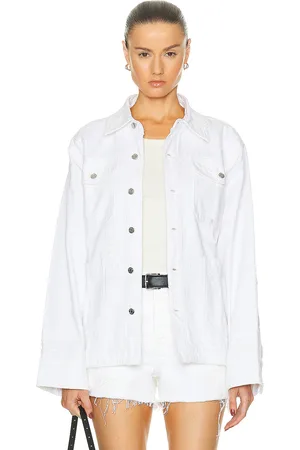 GRLFRND Jessie Body Drill Shirt Jacket in - White. Size XXS (also in ).