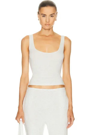 Leset Lauren Scoop Neck Tank Top in - White. Size XL (also in ).