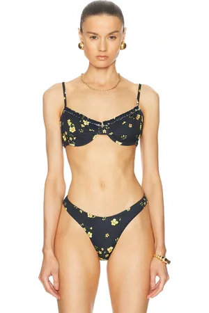 Heavy Manners Ruffled Underwire Bikini Top in - Black. Size L (also in XL).