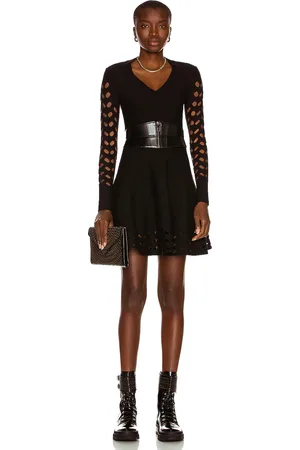 Alaïa Long Sleeve Mini Dress in - Black. Size 42 (also in ).