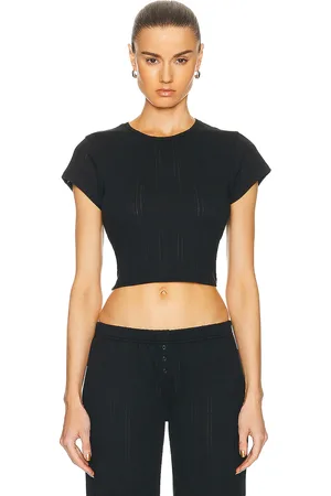 Cou Cou Intimates The Cropped Baby Tee in Black in - Black. Size L (also in M, S, XL, XS).