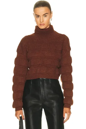 Saint Laurent Cropped Pullover Sweater in - Brown. Size L (also in M, XS).