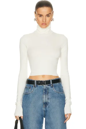 ÉTERNE Cropped Fitted Turtleneck Top in - . Size L (also in M, XS).