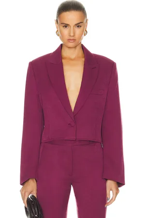 RTA Cropped Single Breasted Blazer in - Burgundy. Size 40 (also in ).