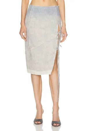 Jade Cropper High Slit Midi Skirt in - Blue. Size 34 (also in 36, 38).