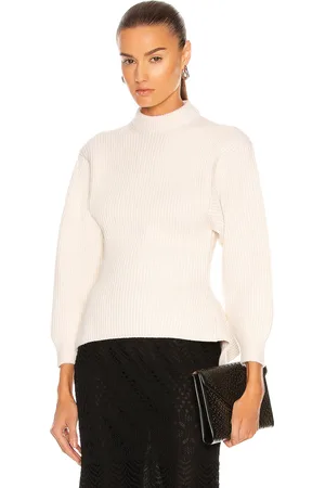 Alaïa Fitted Sculpted Long Sleeve Sweater in - Ivory. Size 38 (also in 42).