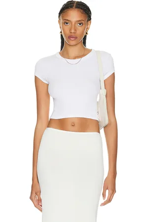 ENZA COSTA Silk Knit Cropped Cap Sleeve T-shirt in - . Size L (also in ).