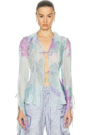Acne Studios Satty Long Sleeve Blouse in - Blue. Size 38 (also in ).