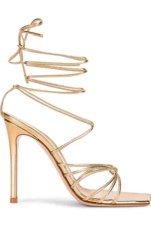 Gianvito Rossi Nappa Silk Strappy Heels in - Metallic Gold. Size 34.5 (also in 35, 41.5).