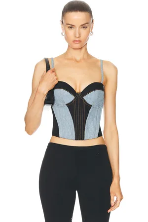FLEUR DU MAL Two Toned Denim Bustier Top in - Denim-Light. Size 4 (also in ).