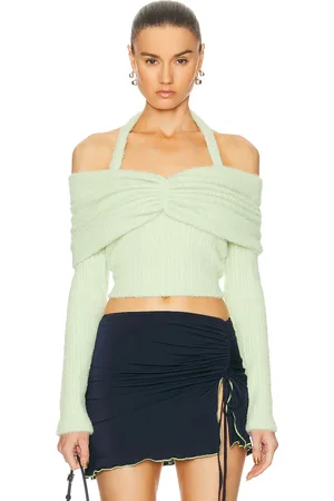SIEDRES Ledi Off The Shoulder Ruched Top in - Mint. Size XS (also in ).