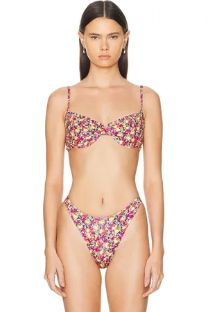 Heavy Manners Ruffle Bikini Top in - Pink. Size XL (also in ).