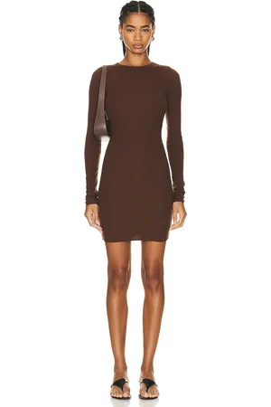 ÉTERNE Long Sleeve Crewneck Mini Dress in - . Size L (also in M, S, XL, XS).