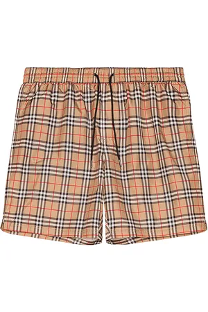 Burberry Guildes Small Scale Check Swim Trunk in - Neutral,Plaid. Size L (also in M, S, XL).