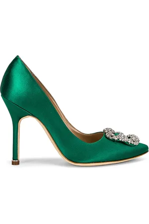 Manolo Blahnik Hangisi 105 Satin Heel in - Green. Size 34.5 (also in 35.5, 36, 37, 37.5, 38, 38.5, 39, 41).
