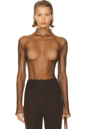 AISLING CAMPS Modern Mist Turtle Neck Top in - Taupe. Size L (also in ).