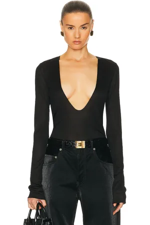 Saint Laurent Plunging Sweater in - Black. Size S (also in XL).