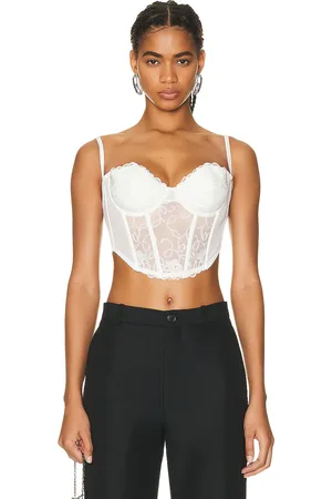 FLEUR DU MAL Bella Embroidery Open Back Bustier in - . Size 32B (also in 32C, 32D, 34B, 34C, 34D, 36B, 36C).