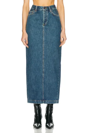 WARDROBE.NYC Denim Column Skirt in - Blue. Size 28 (also in 29, 30, 31, 32).
