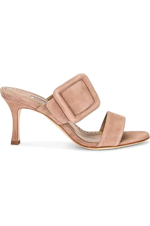 Manolo Blahnik Suede Gable 70 Sandal in - Nude. Size 37.5 (also in 37, 38, 38.5, 42).