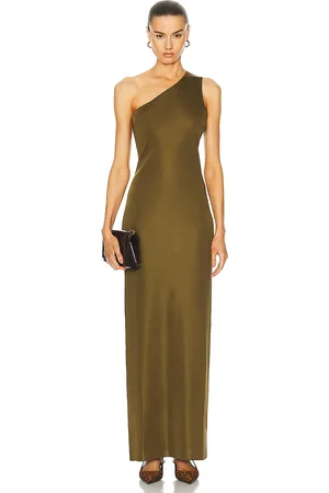 Saint Laurent One Shoulder Maxi Dress in - Olive. Size L (also in M).