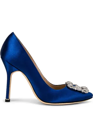 Manolo Blahnik Hangisi 105 Satin Heel in - Blue. Size 38 (also in 39.5, 40, 41, 42).