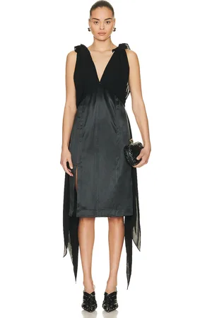Bottega Veneta Heavy Fluid Silk Dress in - Black. Size 34 (also in 36).