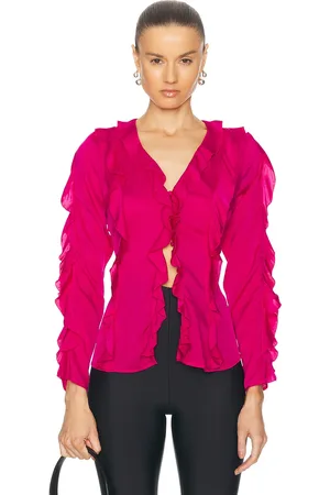 Nicholas Amira Bias Ruffle Long Sleeve Top in - Pink. Size 0 (also in 2, 4, 6).