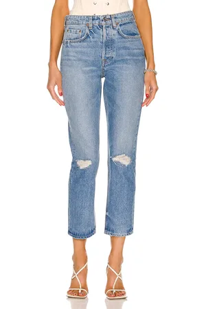 GRLFRND Karolina High Rise Straight Crop in - Denim-Light. Size 24 (also in ).