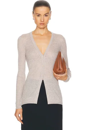 GABRIELA HEARST Emma Pointelle Cardigan in - Beige. Size L (also in M, S).