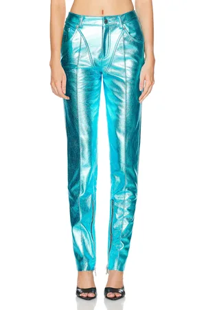 LAQUAN SMITH Tapered Zipper Detail Pant in - Blue. Size S (also in ).