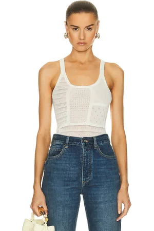 Bottega Veneta Cotton Mixed Pointelle Tank Top in - White. Size L (also in XL).