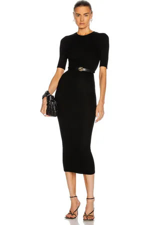 ENZA COSTA Silk Rib Half Sleeve Crew Midi Dress in - . Size L (also in M, S, XL, XS).