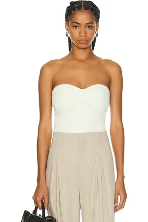 Bottega Veneta Strapless Bodysuit Top in - Cream. Size L (also in M, XS).