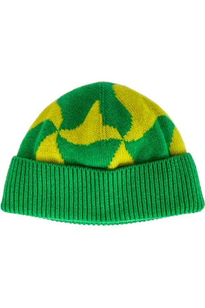 Bottega Veneta Wavy Triangle Wool Beanie in - Green. Size all.