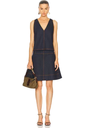 Fendi Denim Dress & Vest Set in - Blue. Size 42 (also in ).