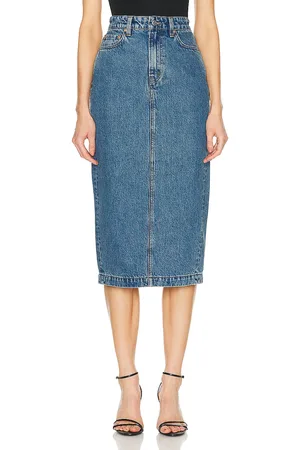 GRLFRND Robin Midi Pencil Skirt in - Denim-Medium. Size 23 (also in 24).