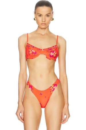 Heavy Manners Ruffle Underwire Bikini Top in - Coral. Size M (also in XL).