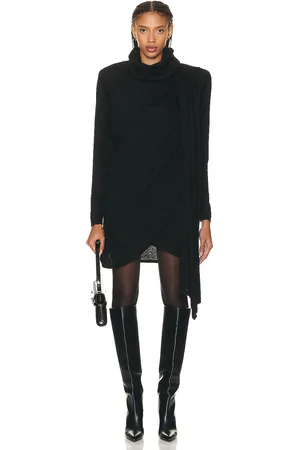 Saint Laurent Hooded Draped Dress in - Black. Size L (also in XS).