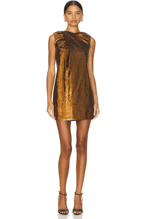 Burberry Anais Mini Dress in - Metallic Bronze. Size 0 (also in ).