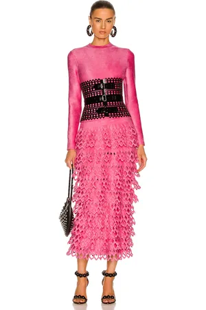Alaïa Long Velvet Dress in - Pink. Size 38 (also in ).