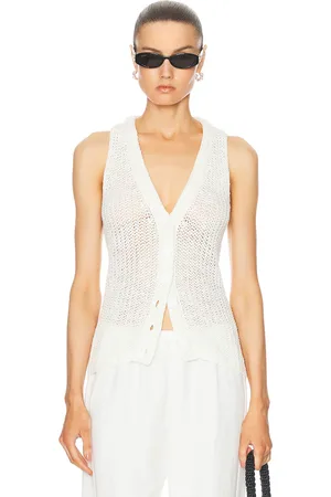 ENZA COSTA Linen Open Knit Vest in - . Size L (also in M, S, XL, XS).