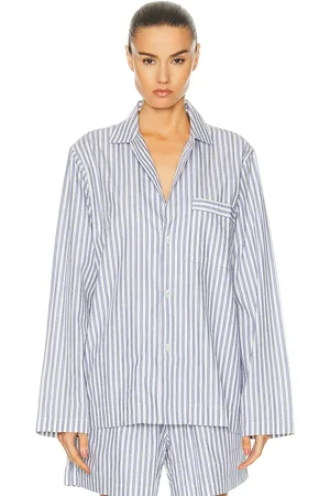 Tekla Long Sleeve Stripe Shirt in - Blue. Size S (also in XS).