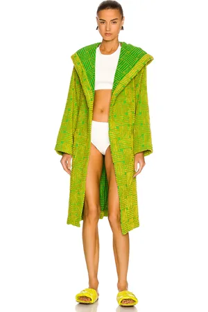 Bottega Veneta Intreccio Jacquard Cotton Terry Bathrobe in - Green. Size L (also in M).