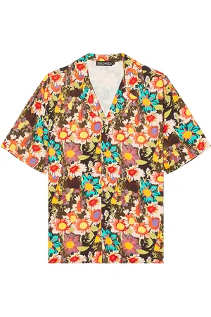SIEDRES X Fwrd Mandarin Collar Short Sleeve Shirt in - Orange. Size M (also in ).