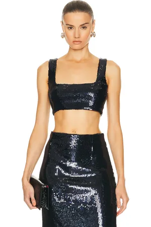 GALVAN Beating Heart Crop Top in - Navy. Size 42 (also in ).