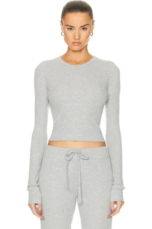 ÉTERNE Long Sleeve Thermal Top in - Grey. Size L (also in M, S, XL, XS).