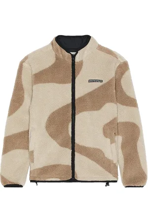 Whitespace Cinchable Sherpa Fleece Zip Up Jacket in - Brown. Size S (also in ).
